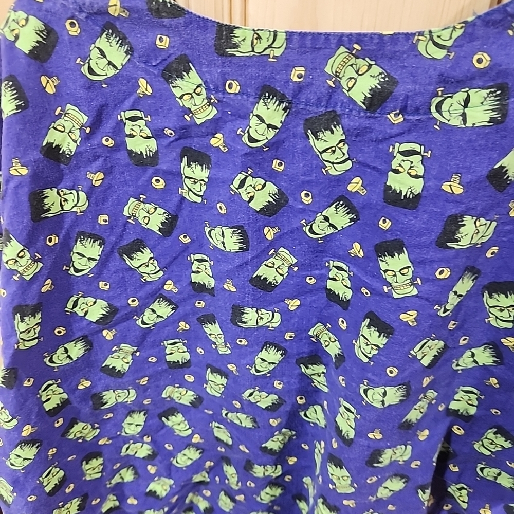 Purple Scrub Top with Frankenstein Print